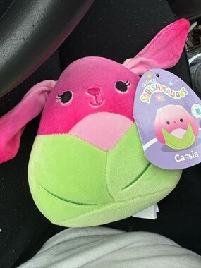 Squishmallows Pink & Lime Green Bunny Plush with Tag